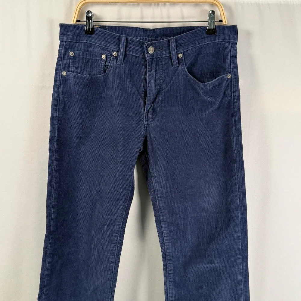 Levis‎ 511 Slim Fit Fine Wale Corduroy Pants Mens 32x34 Navy Blue Stretch